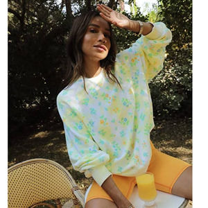 Bandier x Sincerely Jules The Juniper Sweatshirt Canary/Aqua Floral Medium